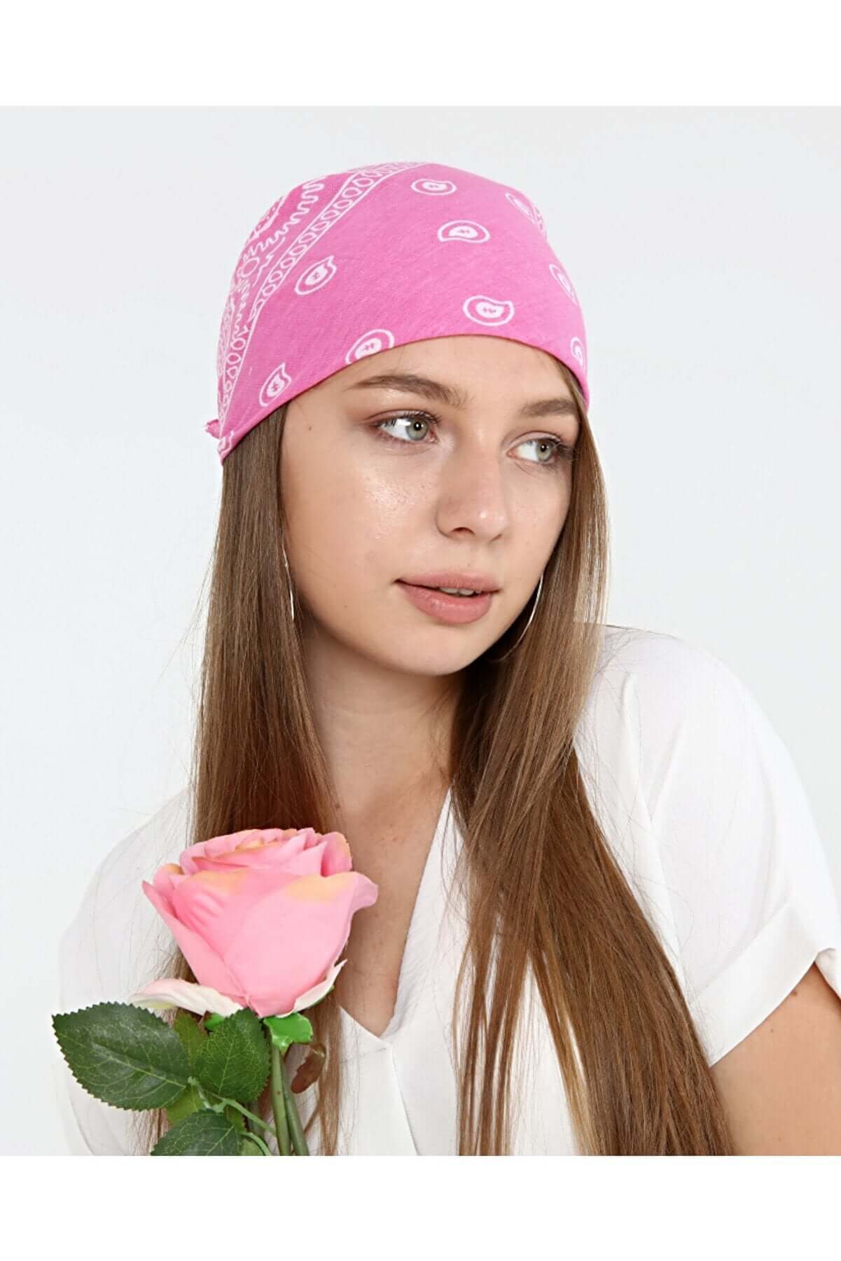 Bandana Etnik Desenli Bisiklet & Motosiklet Etkinlik Gezi Eğlence Pamuklu Pembe - Indirimsepeti