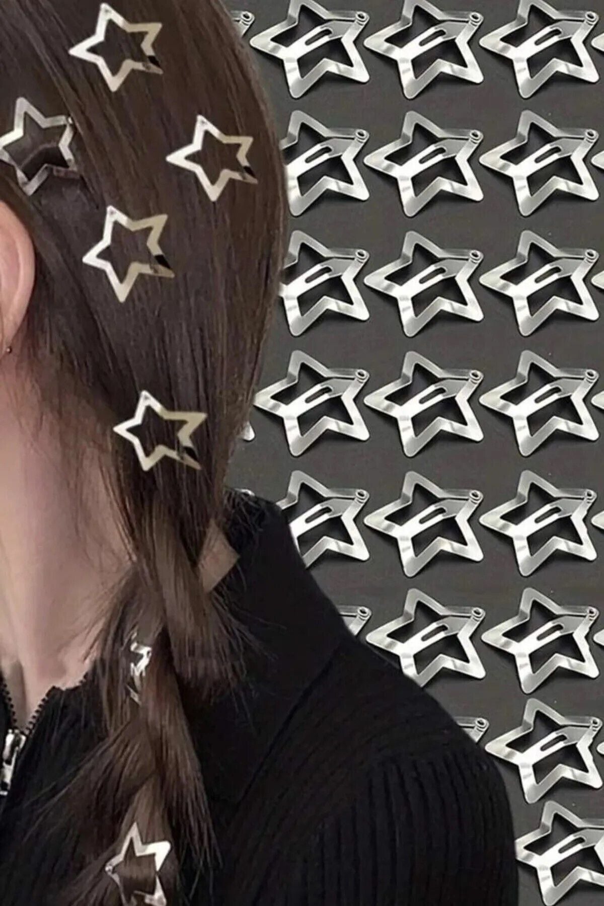 Yıldız Çıt Çıt Toka Gümüş Renk Y2K Star Yıldız Toka Çıtçıtlı Yıldızlı Çıtçıt Toka Metal 20 Adet - indirimsepeti