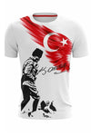 Kocatepe Mustafa Kemal Atatürk Imzası Ve Türk Bayrağı Baskılı T-shirt Yetişkin Kısal Kol T-shirt  23 Nisan 29 Ekim 10 Kasım