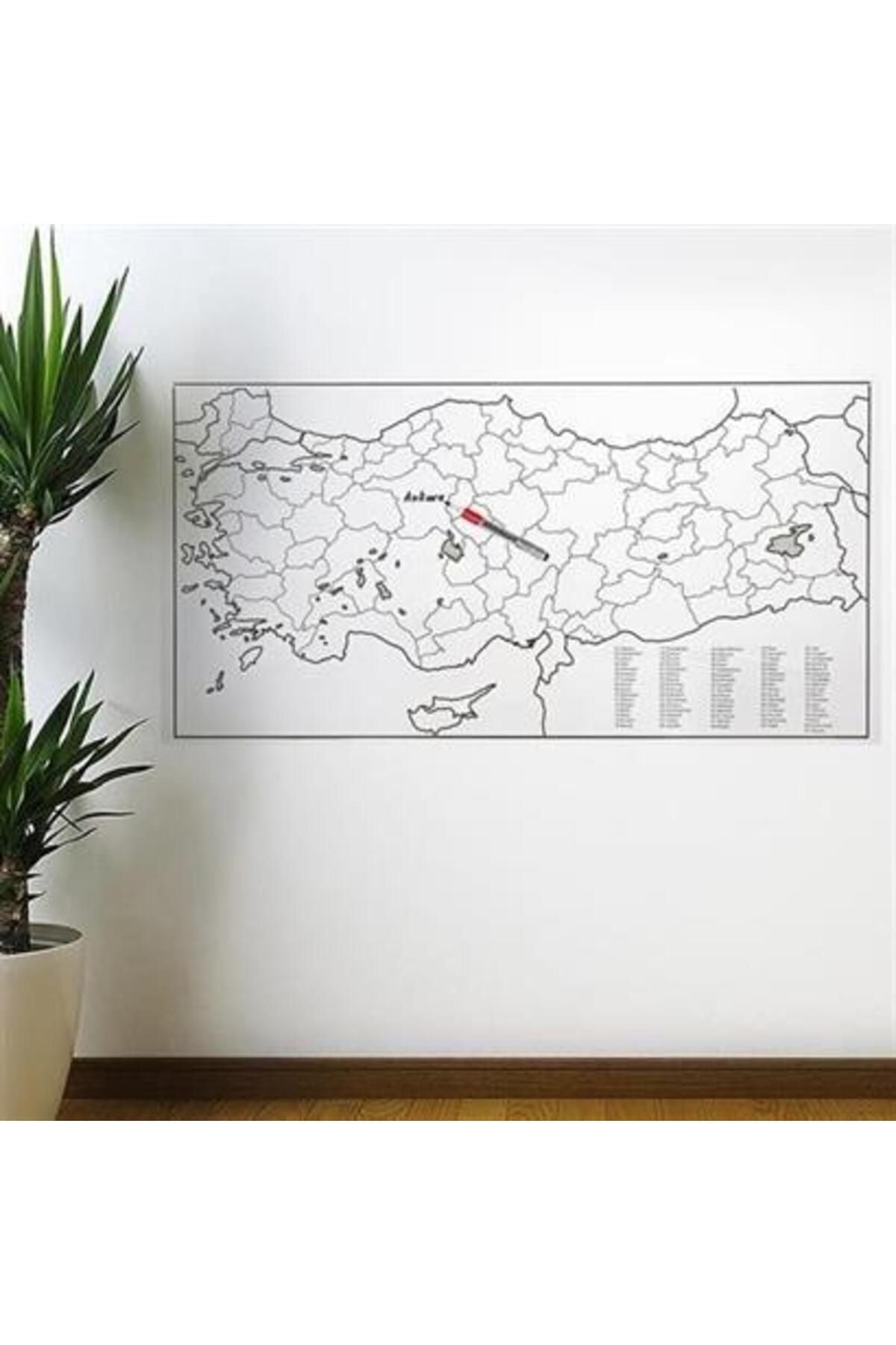 Yazılabilir Türkiye Haritası Manyetik Duvar Stickerı 110 X 56 Cm - indirimsepeti