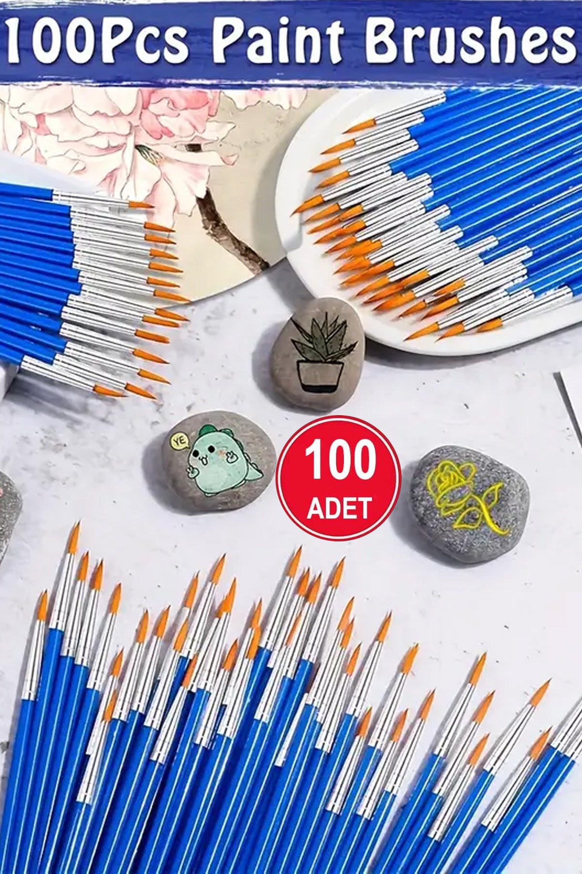 Sulu Boya Akrilik Boya Fırçası Sivri Uçlu Suluboya Fırça 100 Adet - indirimsepeti