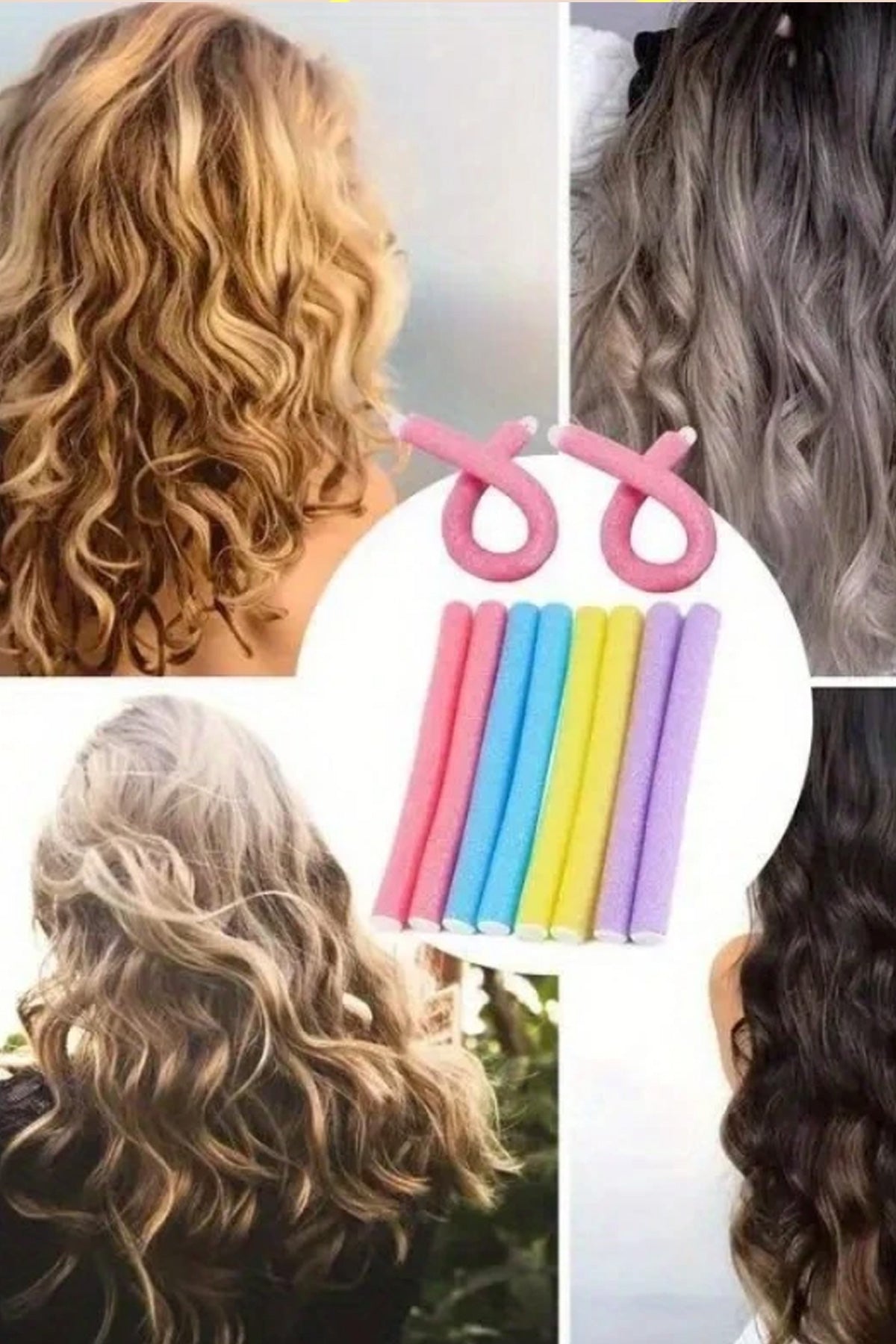 12'lu Saç Bukle Bigudi Sünger Rulo Orta ve Kısa Saçlar için Uykuda DIY Saç Şekillendirme Saç Bukle Aparatı Bigudi Saç Klips - indirimsepeti