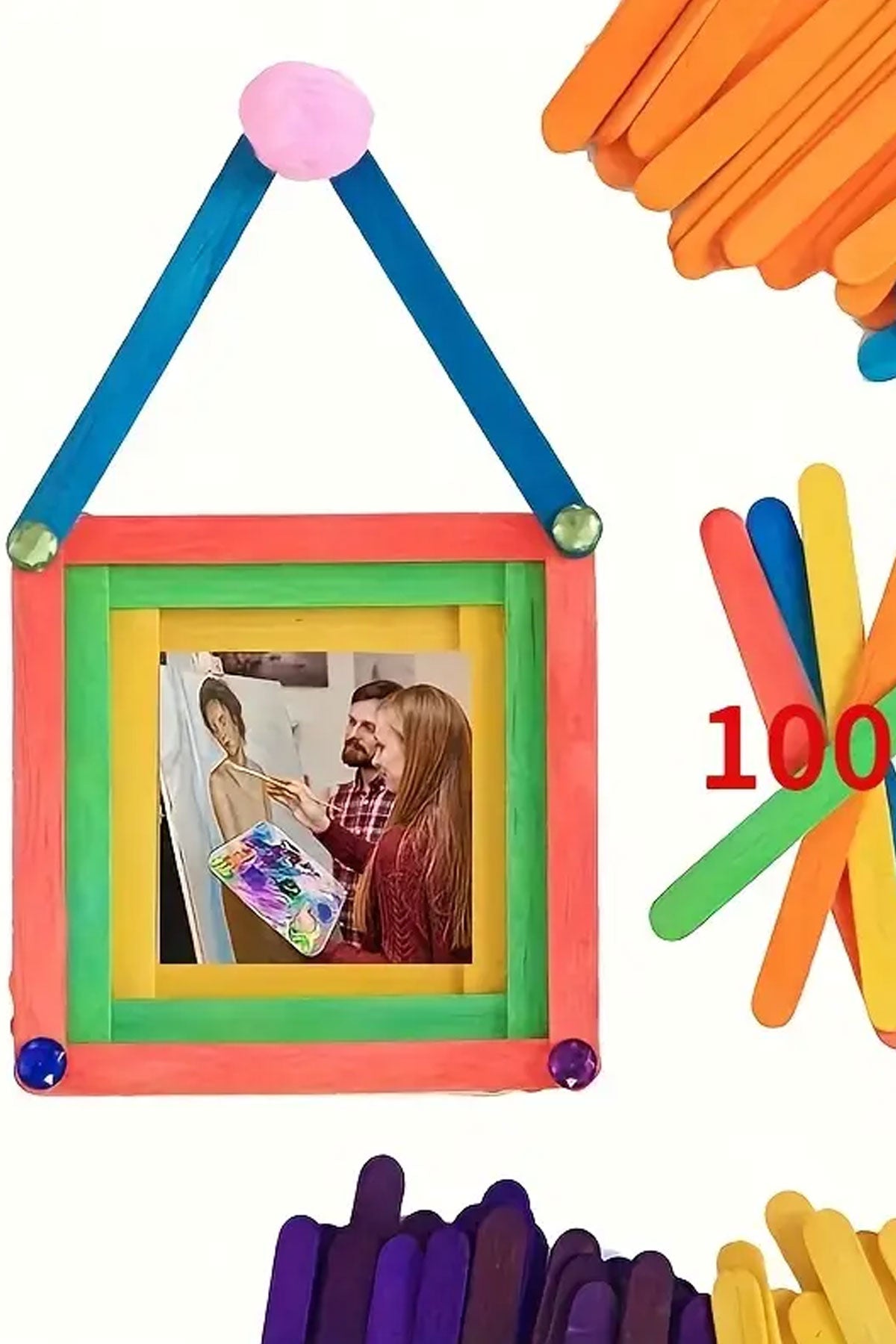 Renkli Dil Çubuğu Abeslang Dondurma Ağda Çubuğu 100 Adet Ahşap Dil Baskı Çubuğu Buzlu Şeker, Model Yapım ve El işi projeler Çubuğu - indirimsepeti