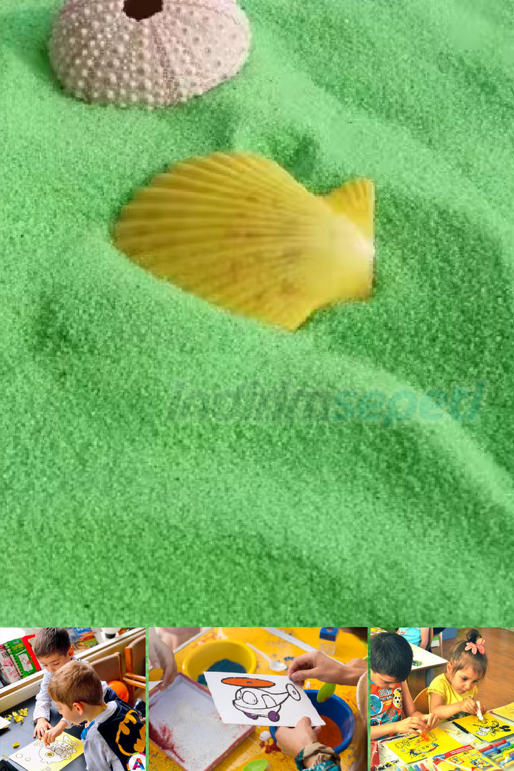 Renkli Kum Boyama Kumu 1000 Gram Yeşil - Indirimsepeti