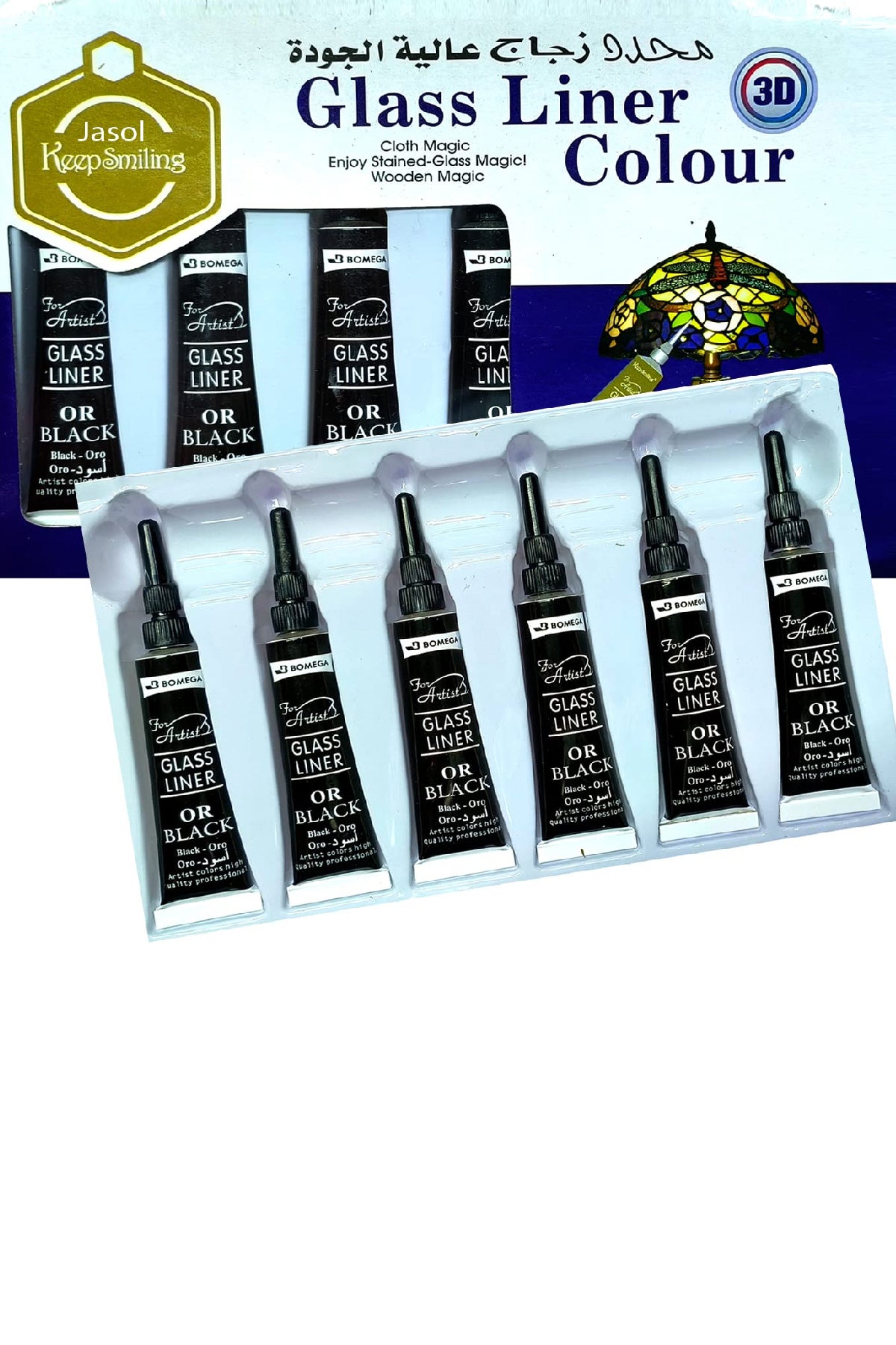 Cam Boyama Astar Siyah Renk 3d Cam Rengi 12ml X 6 tüp Siyah Renk 6'lı Paket 1'li - indirimsepeti