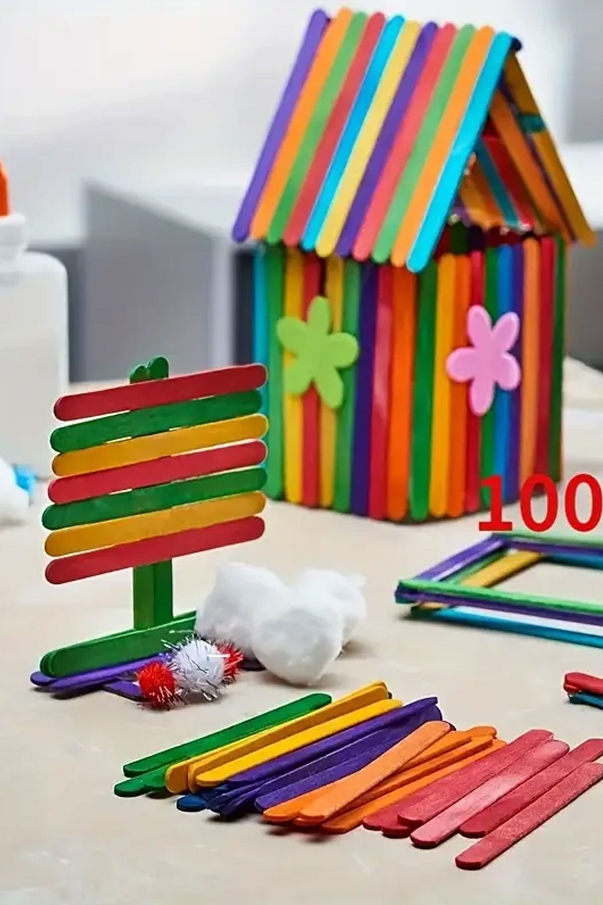 Renkli Dil Çubuğu Abeslang Dondurma Ağda Çubuğu 100 Adet Ahşap Dil Baskı Çubuğu Buzlu Şeker, Model Yapım ve El işi projeler Çubuğu - indirimsepeti