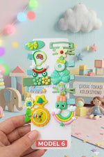 Toka Çocuk Tokası Koleksiyonu - Sevimli Figürlü 14 Parça Lüks Hediye Seti - Yeşil Sarı Kahve Mavi ve Pastel Tonlar