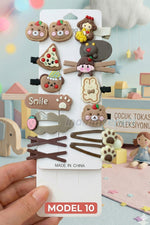 Toka Çocuk Tokası Koleksiyonu - Sevimli Figürlü 14 Parça Lüks Hediye Seti - Yeşil Sarı Kahve Mavi ve Pastel Tonlar