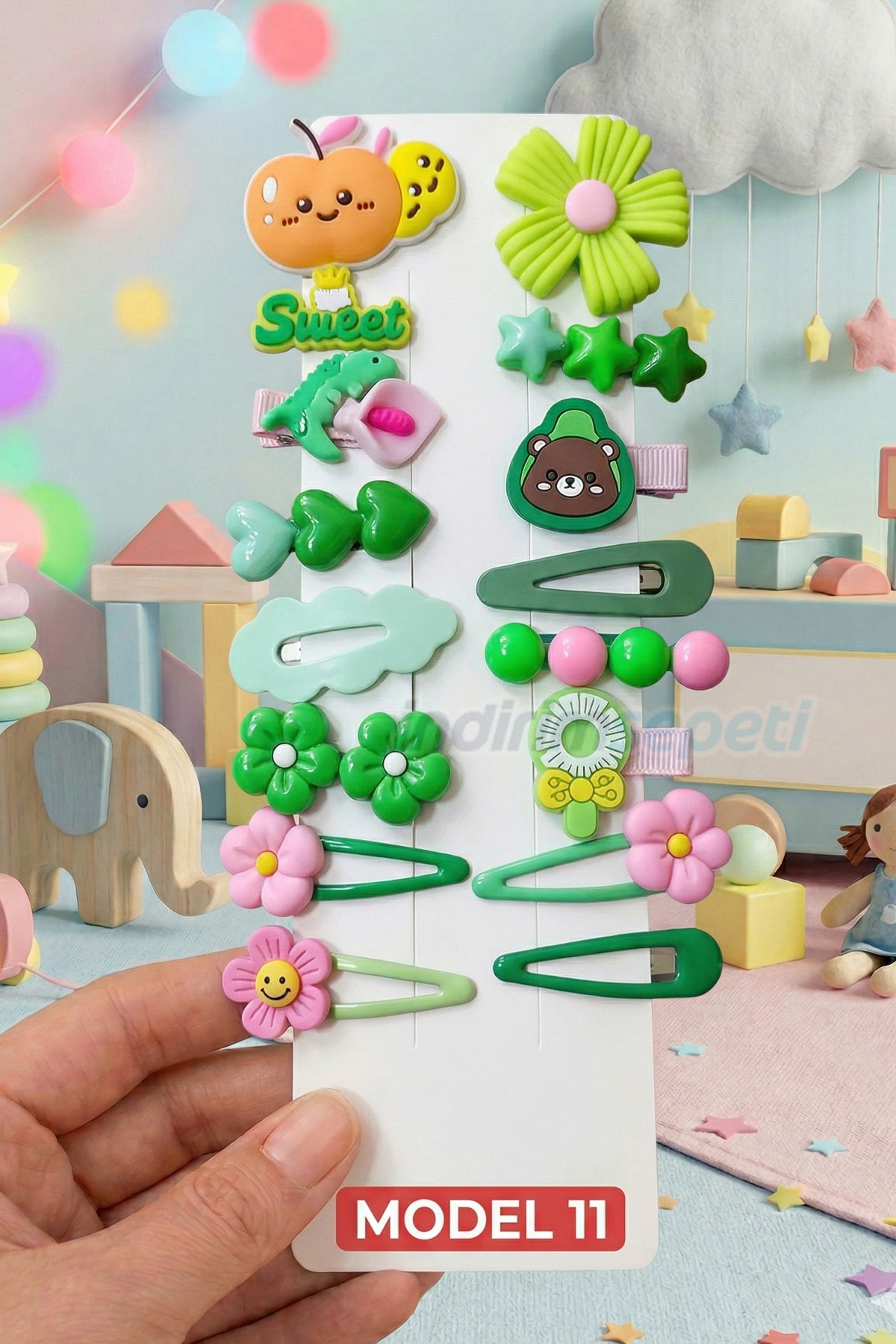 Minik Kalpleri Çalacak Gökkuşağı Toka Seti (14 Parça) Renkli ve Neşeli Çocuk Toka Paketi