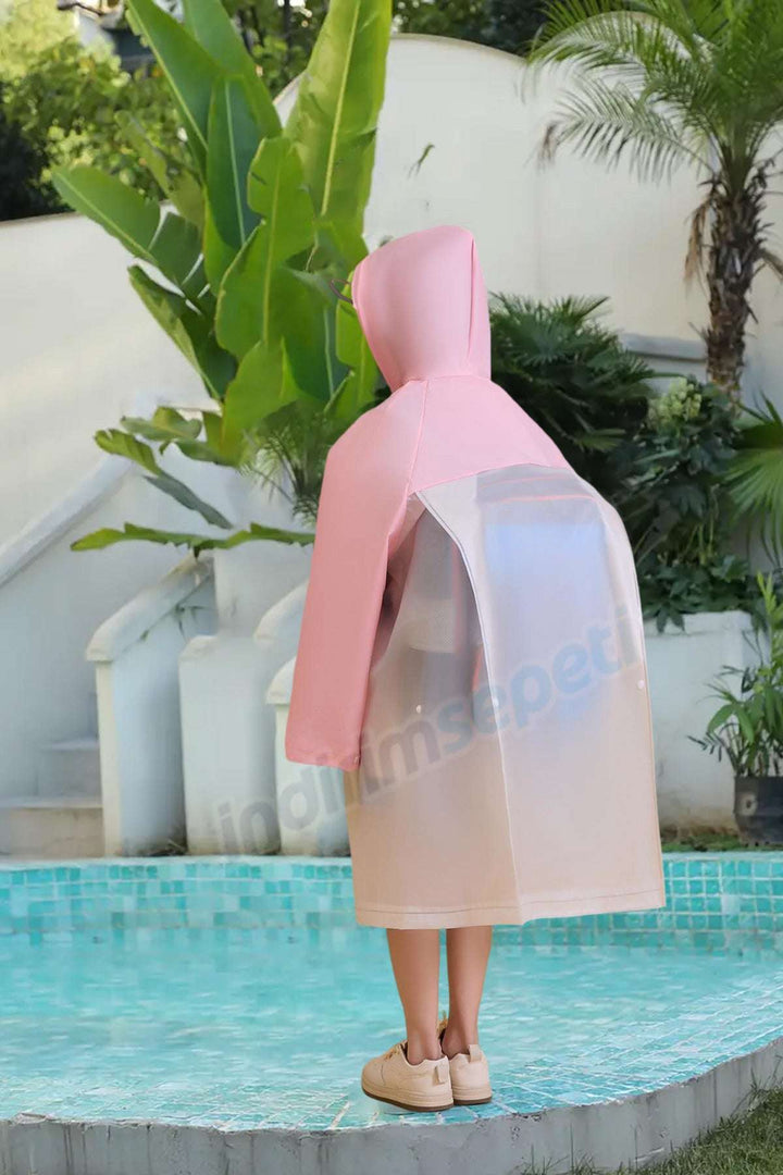 Trend Çocuk Yağmurluk Sticker Çıkartma Yapıştırmalı Sırt Çanta Korumalı Pembe Eva Cepli Özel Çantalı - Indirimsepeti