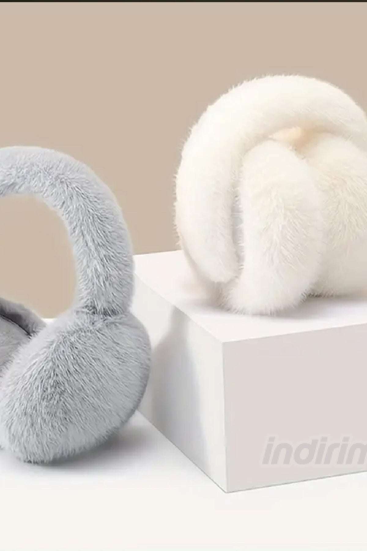 Trend Peluş Kulaklık Katlanır Model Soğuk Koruyucu Peluş Kalın Kışlık 2 Adet Beyaz Gri - Indirimsepeti