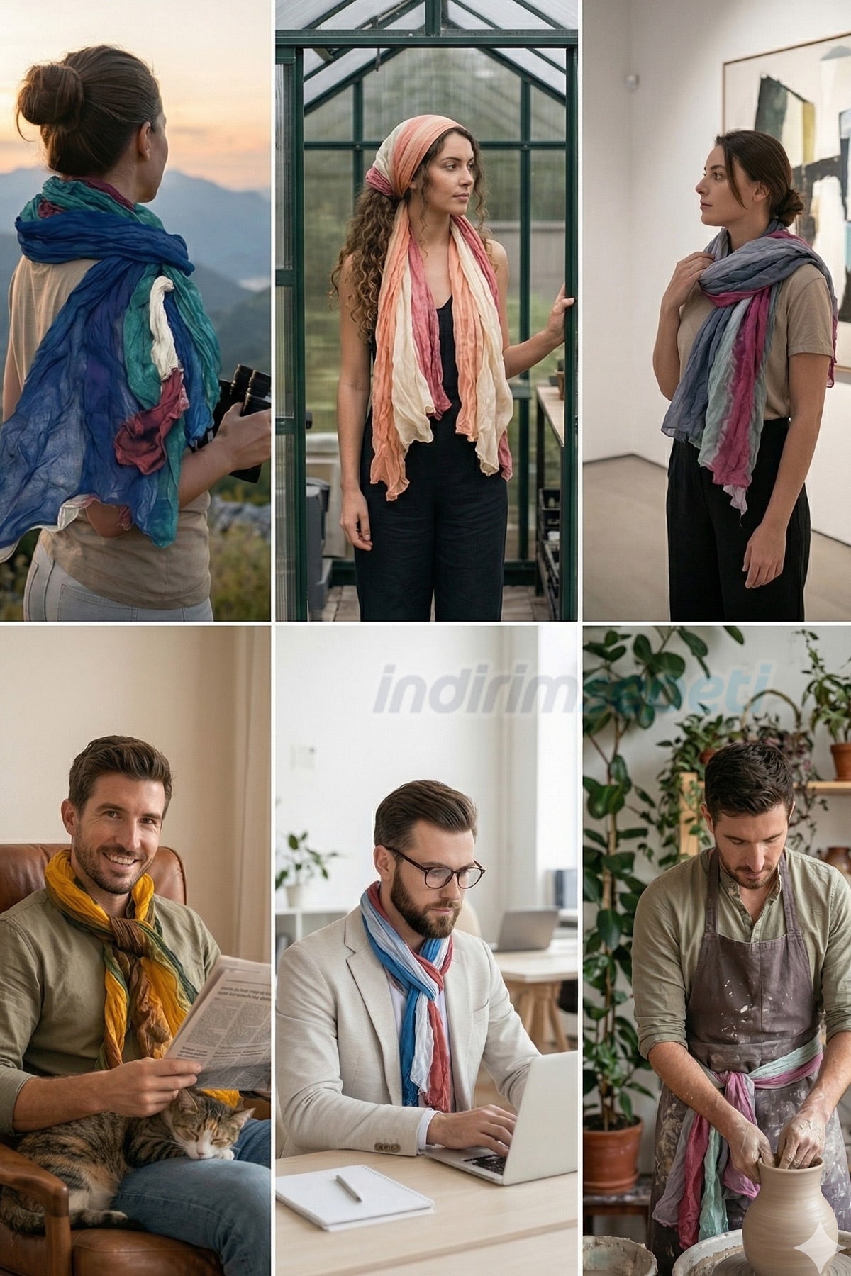 Şal Nepal Degrade Pamuklu Viskon Şal - Yumuşak Dokulu Renk Geçişli Aksesuar Her Mevsim Kullanışlı Hediyelik