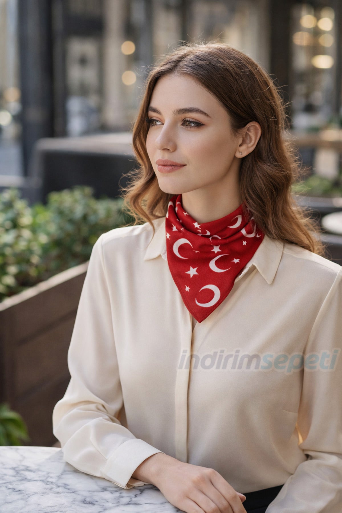 Ayyıldız Türk Bayrağı Temalı Pamuk Kumaş Fular - Kırmızı Bandana - 23 Nisan, 29 Ekim, 19 Mayıs