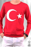 Ay Yıldız Unisex Çocuk Genç Uzun Kol T-shirt  Ay Yıldızlı ve 23 Nisan 29 Ekim 10 Kasım Gösteri T-shirt