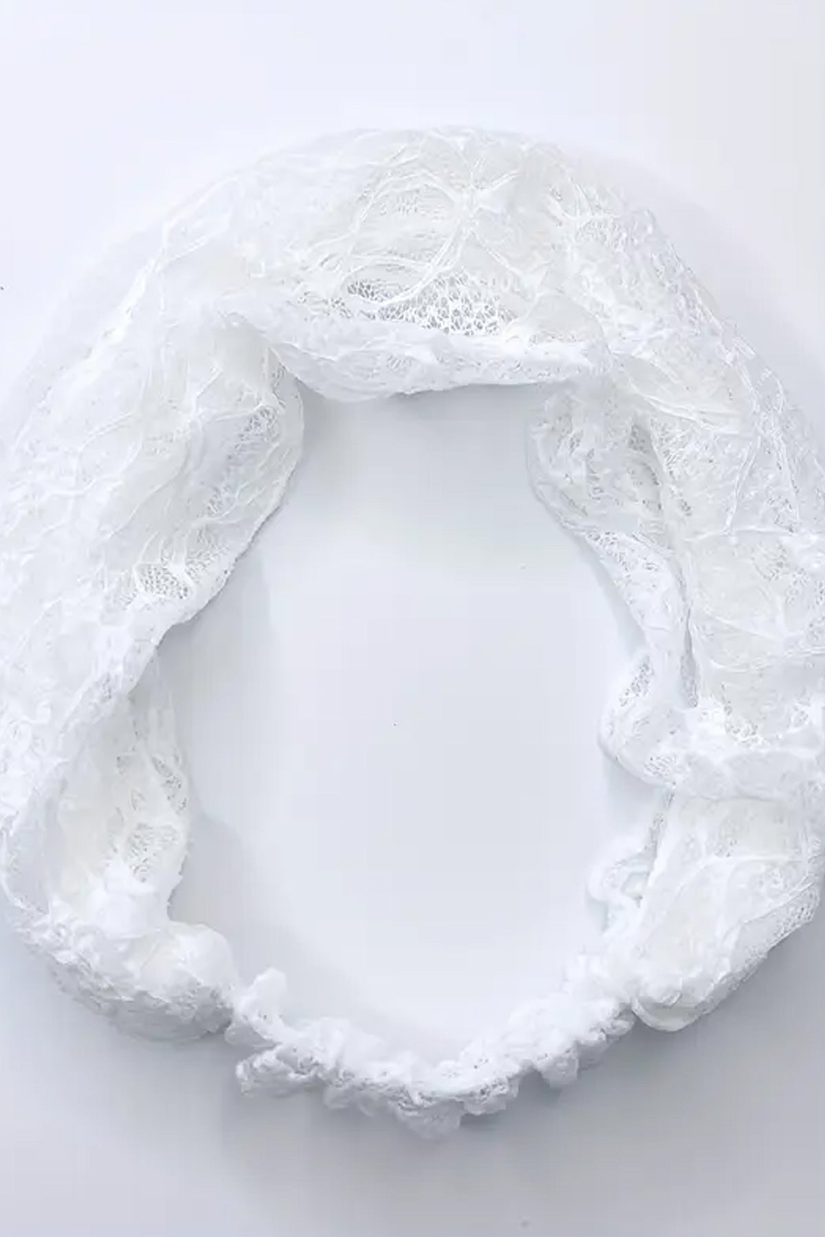 Dantelli Tül Saç Bandı Bandanası Bahar ve Yaz Boho Stili, Lastikli Esnek Plaj ve Seyahat Beyaz - indirimsepeti