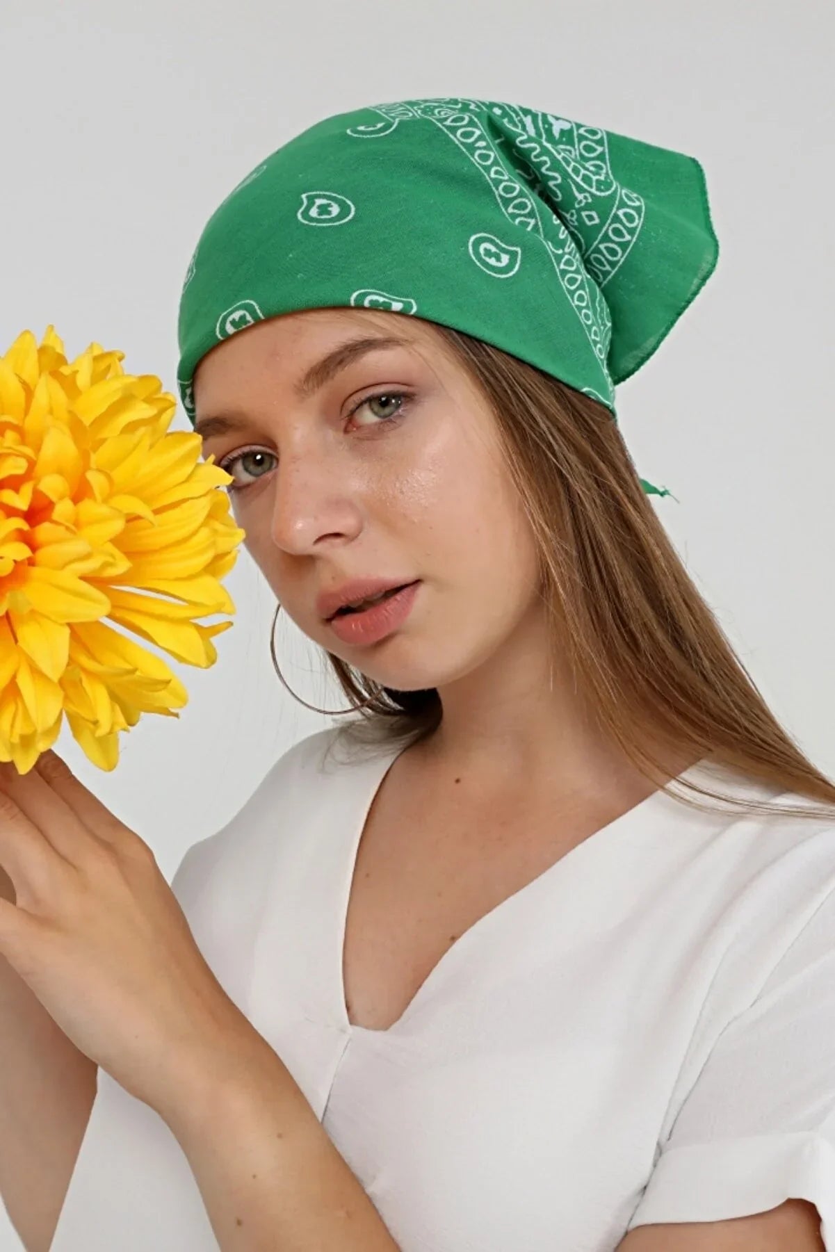 Bandana Etnik Desenli Bisiklet & Motosiklet Etkinlik Gezi Eğlence Pamuklu Yeşil - indirimsepeti