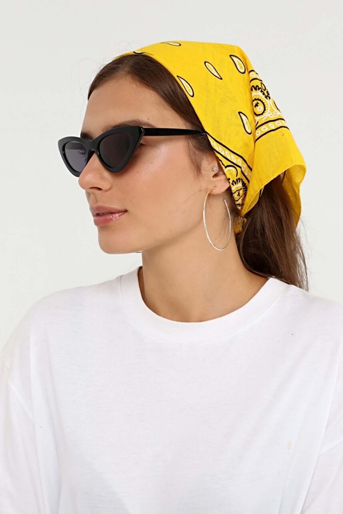 Bandana Etnik Desenli Bisiklet & Motosiklet Etkinlik Gezi Eğlence Pamuklu Sarı - Indirimsepeti