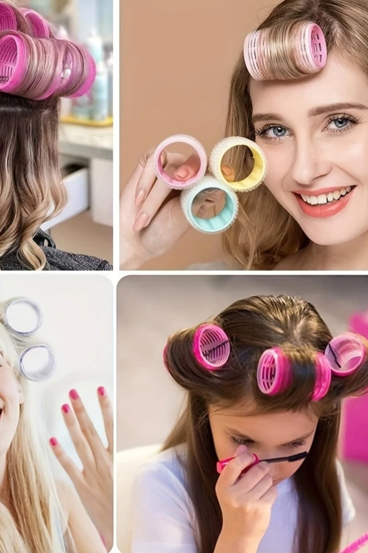 6 lı Geniş Saç Bukle Bigudi Kendi Tutuşlu Isı Olmayan Rulo Saç Bukle Maşası Saç kıvırma aleti - indirimsepeti
