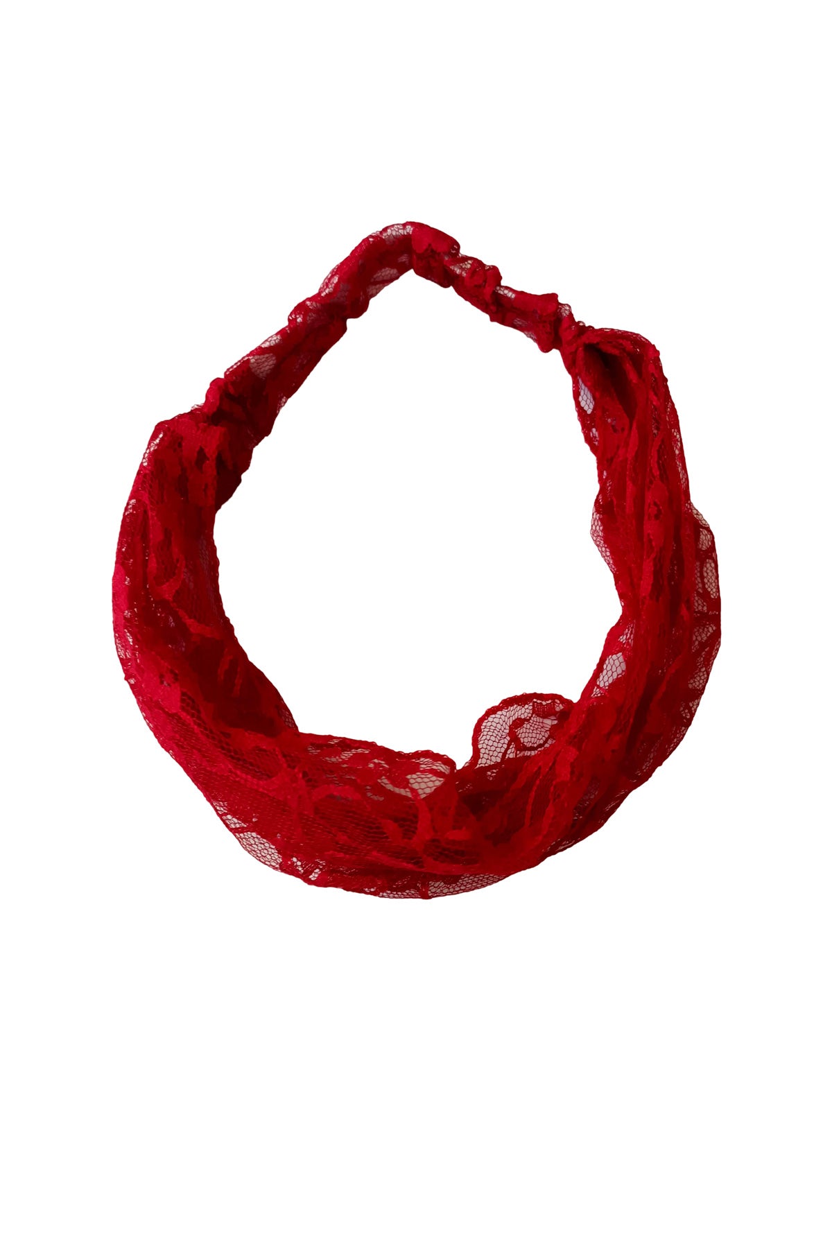 Dantelli Tül Saç Bandı Bandanası Bahar ve Yaz Boho Stili, Lastikli Esnek Plaj ve Seyahat Kırmızı - indirimsepeti