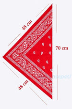 Kırmızı Etnik Desenli Üçgen Pamuklu Bandana 70×48×48 cm – 4 Mevsim Saç & Boyun Aksesuarı - indirimsepeti