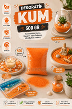 Turuncu Dekoratif Kum 500 Gr | Kuvars Hobi Kumu, Masa ve Vazo Dolgusu, Mini Sahne Dekoru