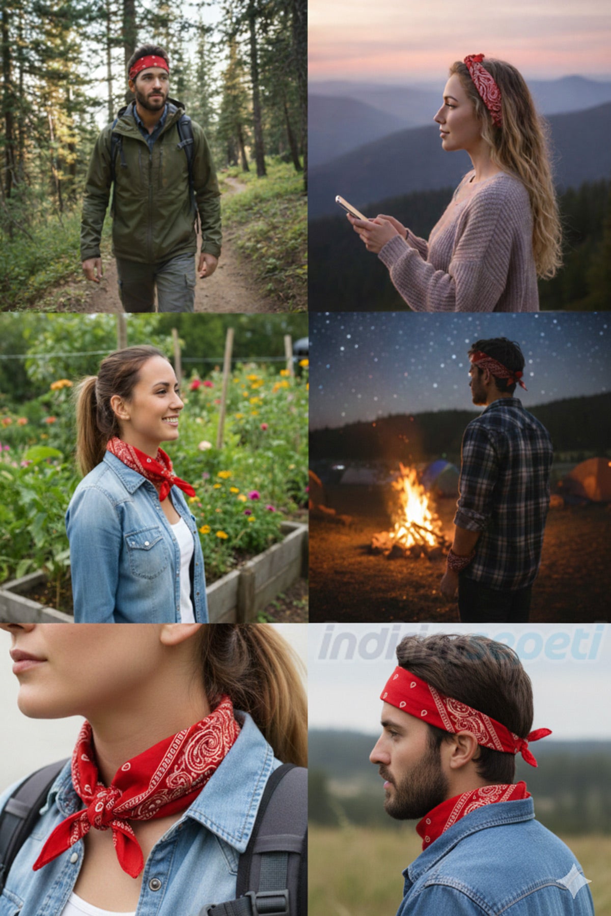 Kırmızı Etnik Desenli Üçgen Pamuklu Bandana 70×48×48 cm – 4 Mevsim Saç & Boyun Aksesuarı - indirimsepeti