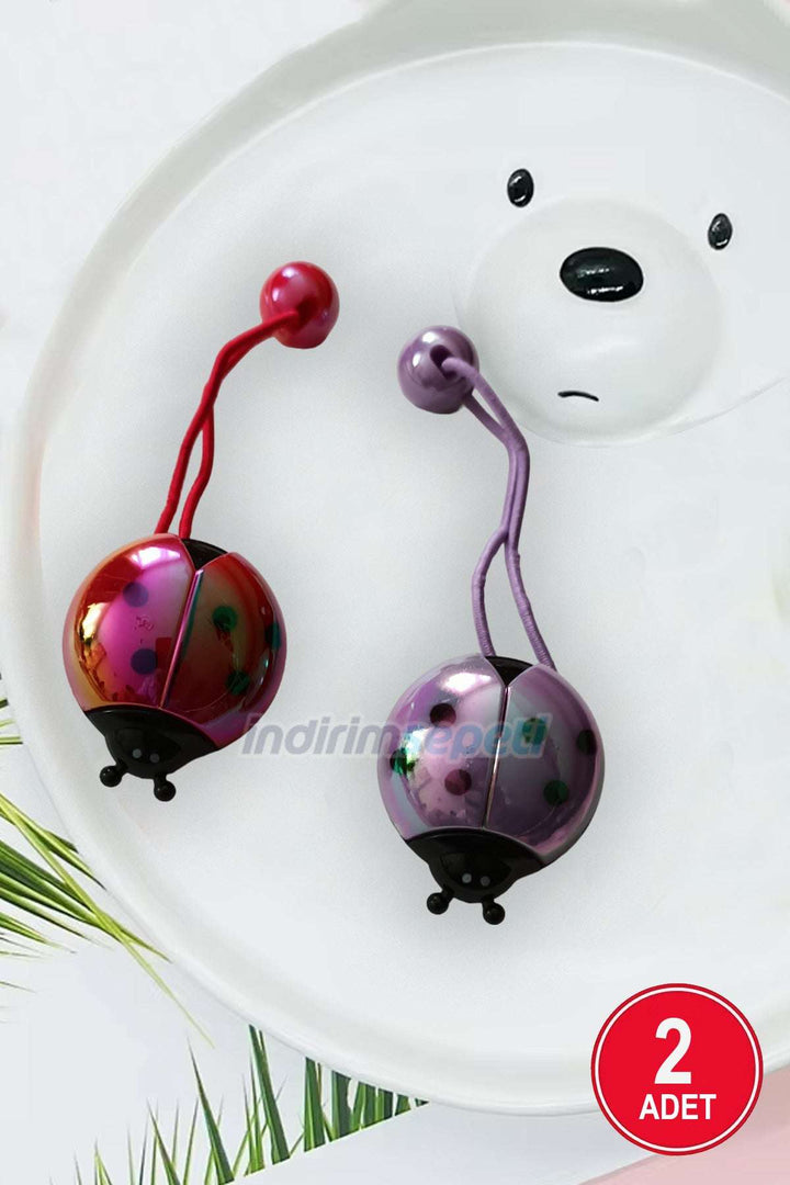 Toka Uğur Böceği Saç Lastik Toka Şık At Kuyruğu Tutucu Dayanıklı Plastik Toka 2 Adet - Indirimsepeti