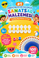 Boyama Başlangıç Seti 100’lü 3ml Boya Kutusu + 100’lü Fırça Okul Atölye Eğitim Seti