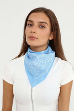 Etnik Desenli Bandana Fular %100 Pamuklu Saç Aksesuar Açık Mavi - indirimsepeti