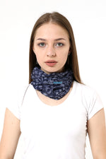 Buff Dikişsiz Boyunluk Maske Baf Bandana Saç Bandı Kamp Aksesuar Çiçek Desenli Lacivert - indirimsepeti