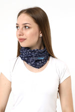 Buff Dikişsiz Boyunluk Maske Baf Bandana Saç Bandı Kamp Aksesuar Çiçek Desenli Lacivert - indirimsepeti