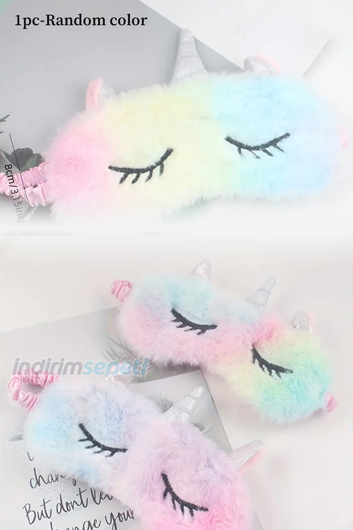 Peluş Unicorn Rainbow Gökkuşağı Renkli Göz Uyku Bandı Bandana 1 Adet - indirimsepeti