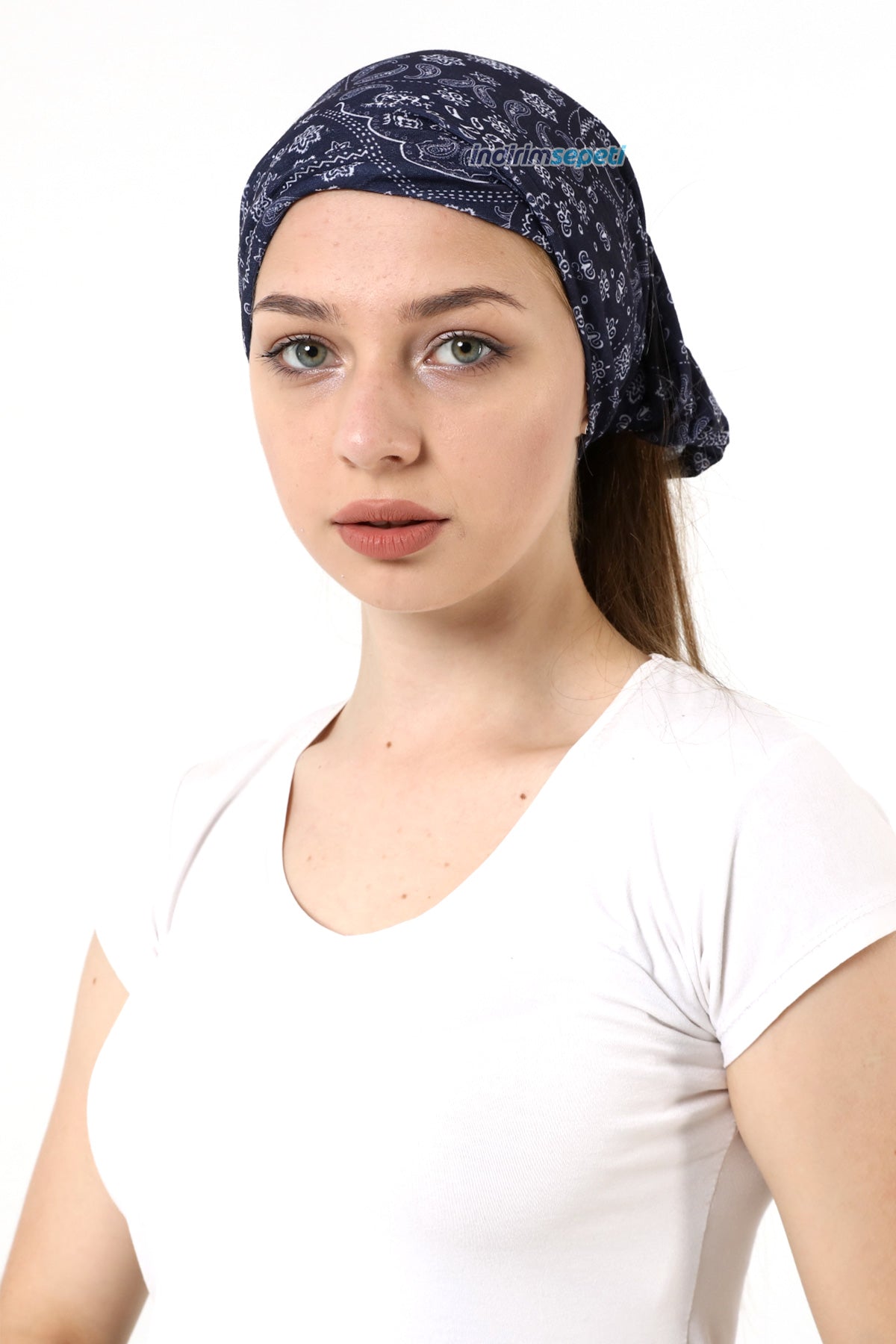 Buff Dikişsiz Boyunluk Maske Baf Bandana Saç Bandı Kamp Aksesuar Çiçek Desenli Lacivert - indirimsepeti