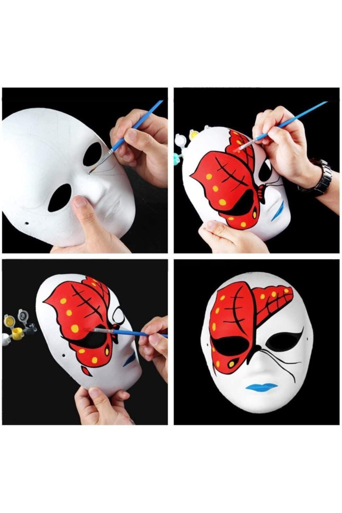5 Adet, Karton Maske, Boyanabilir, Eğitici Maske Boyama, Etkinlik ve Hobi Maskesi - indirimsepeti