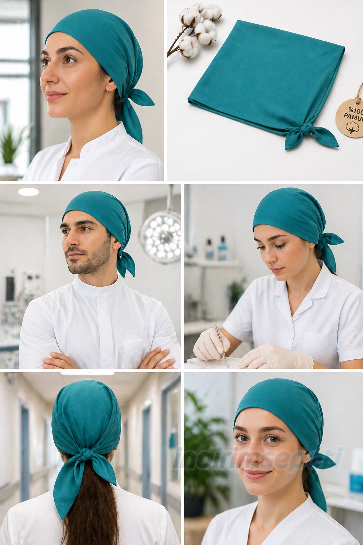 Cerrahi Bandana Pamuklu Lacivert - Mavi – Unisex Medikal Saç Aksesuar Yazlık ince Pamuklu Kumaş - indirimsepeti