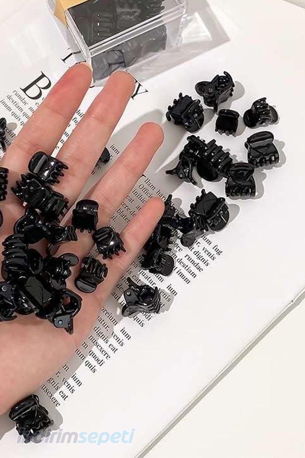 20'li Mini Boy Mandal Toka Seti Siyah Saç Aksesuar - indirimsepeti