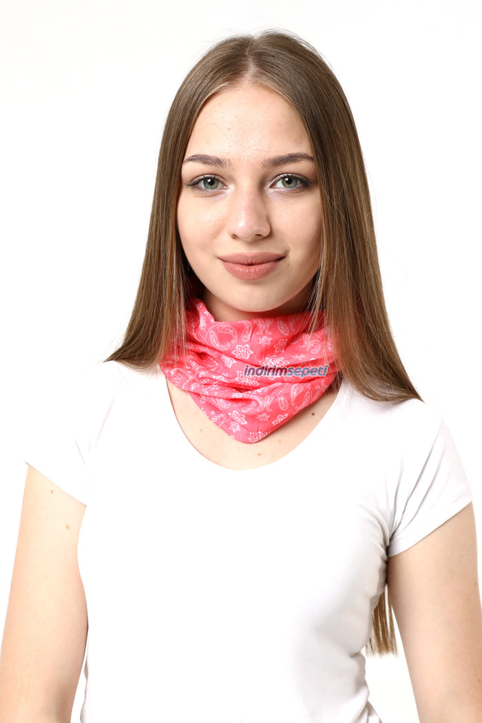 Buff Dikişsiz Boyunluk Maske Baf Bandana Saç Bandı Kamp Aksesuar Çiçek Desenli Pembe - Indirimsepeti