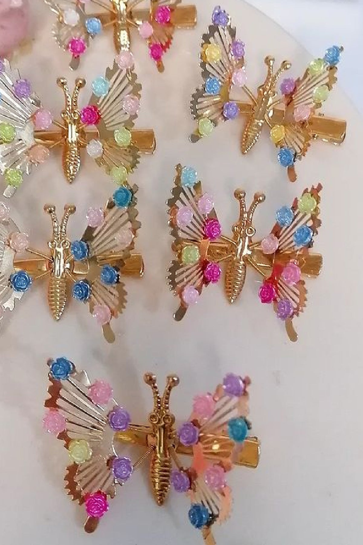 Metal Toka Sallanan Yaylı Güllü Kelebek Hareketli Yarmagül Tokası Pens Toka Headdress - indirimsepeti