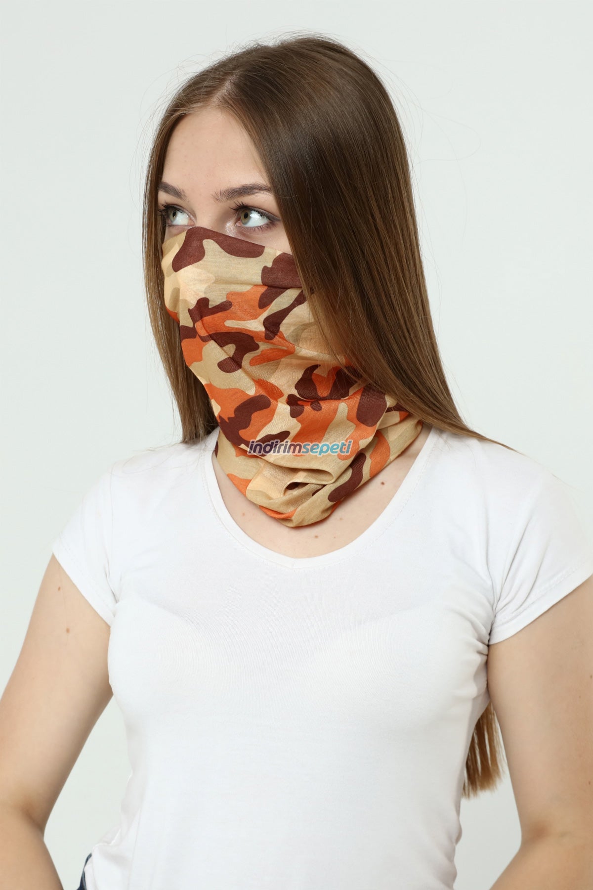 Buff Dikişsiz Boyunluk Maske Baf Bandana Saç Bandı Kamp Aksesuar Kamuflaj Kahverengi - indirimsepeti