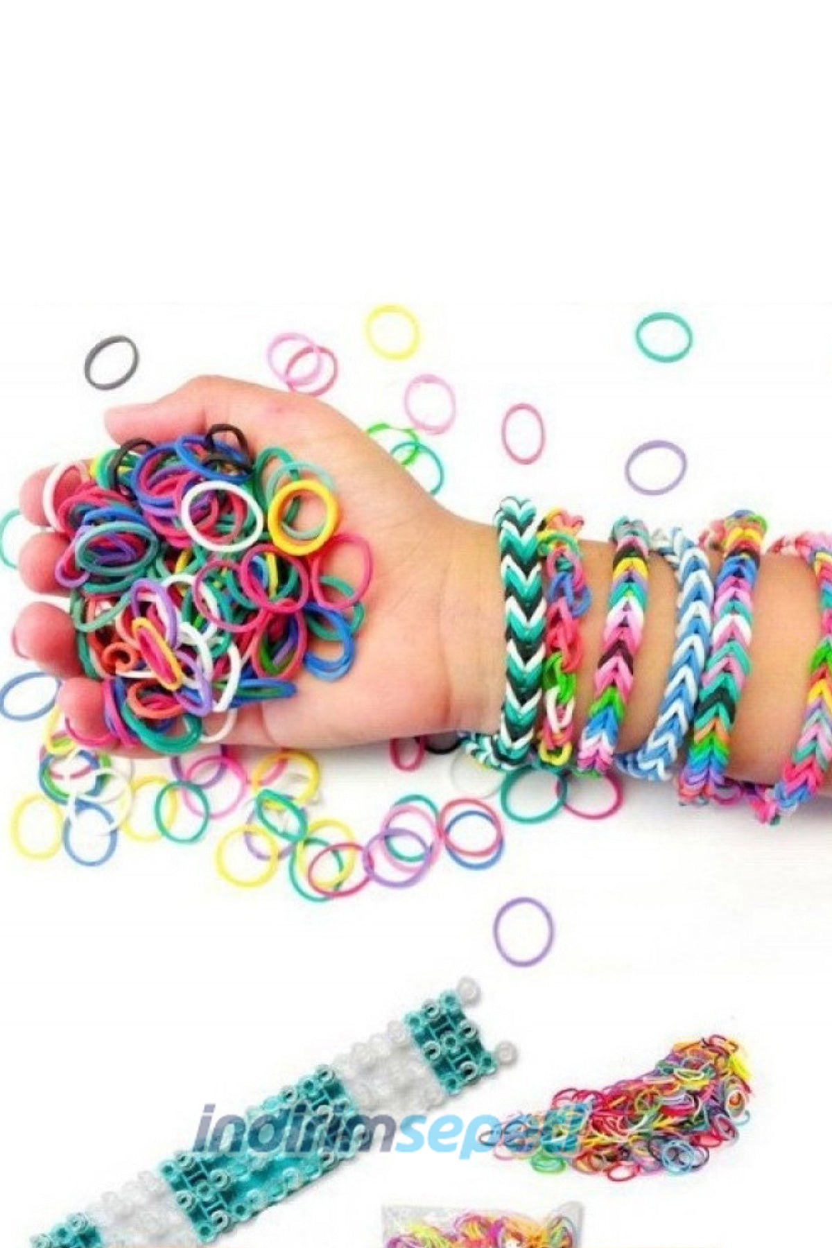 DIY Elastik Bant Dokuma El Yapımı Renkli Kauçuk Bant, 12 Bölmeli, Bileklik ve Bilezik - indirimsepeti