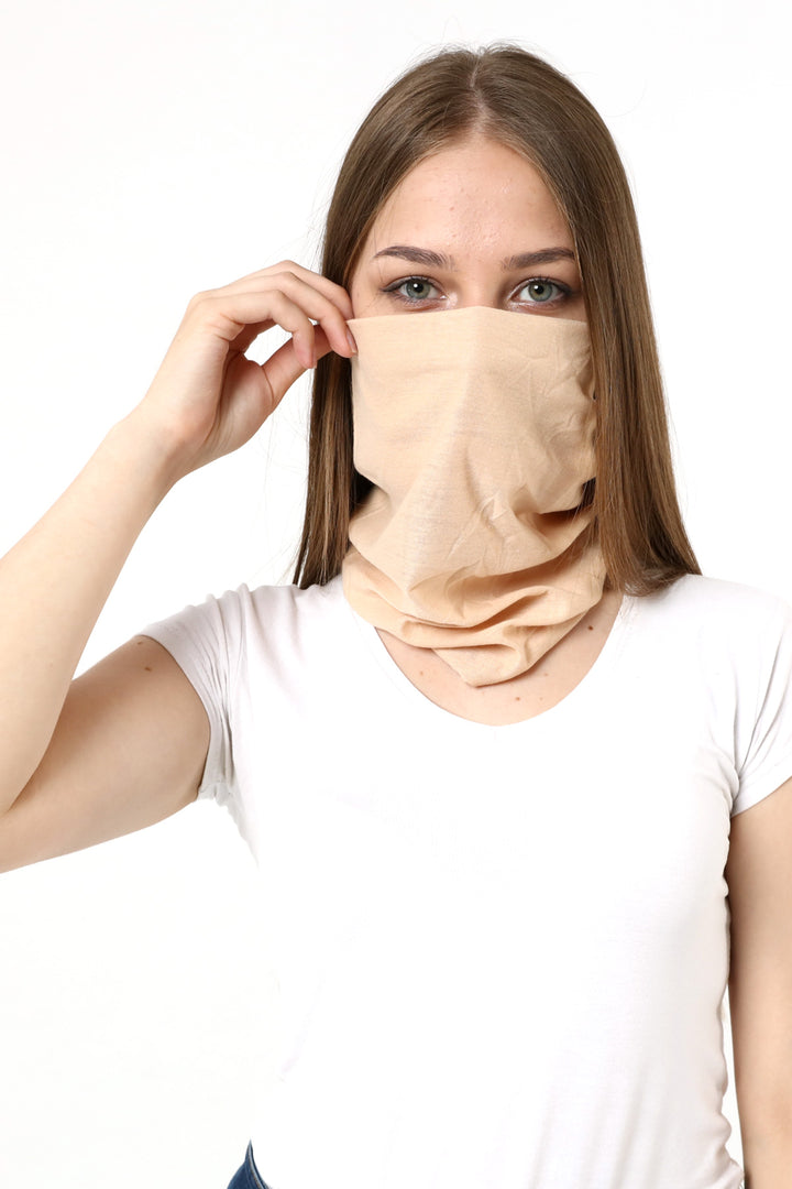 Buff Dikişsiz Boyunluk Maske Baf Bandana Saç Bandı Kamp Aksesuar Krem Desensiz - Indirimsepeti