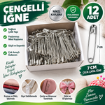 7 cm Büyük Çengelli İğne 12 Adet – Çelik Çatal İğne Dikiş ve Çok Amaçlı Kullanım