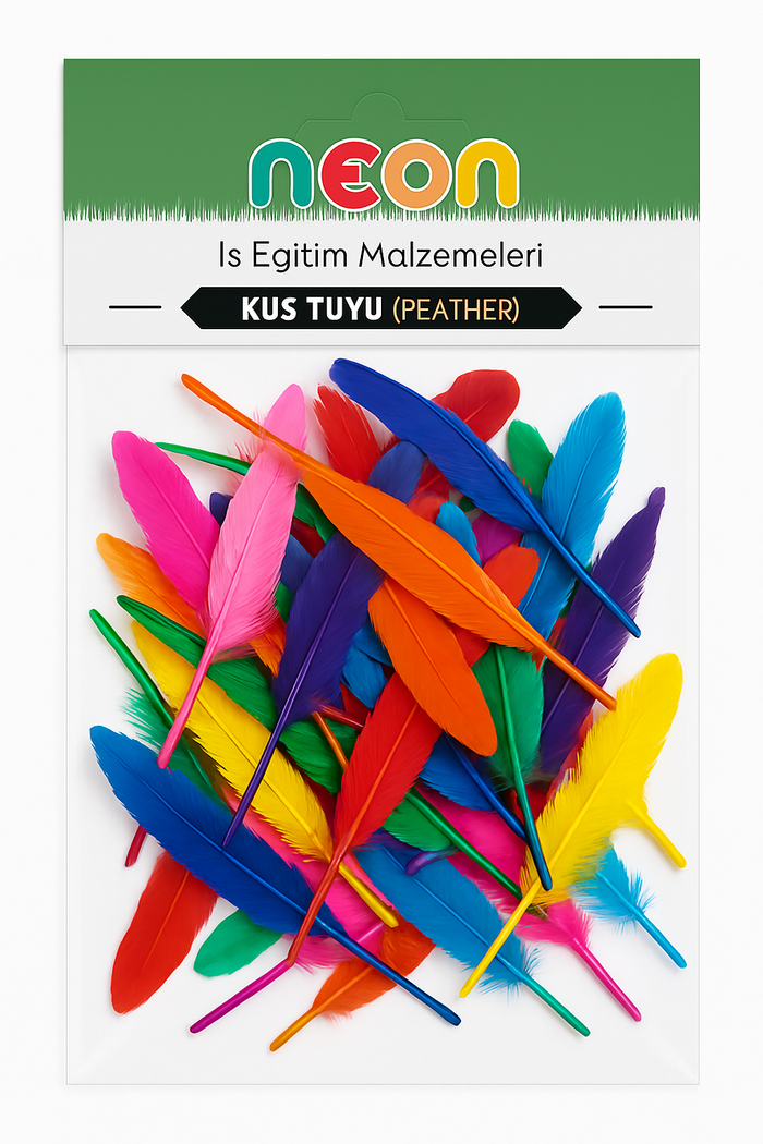 Kuş Tüyü Renkli 12 Li 1 Paket 14 cm Tüy Karışık Renk Hobi Okul Öncesi Kreş Anasınıfı Kuş ve Kaz Tüyü