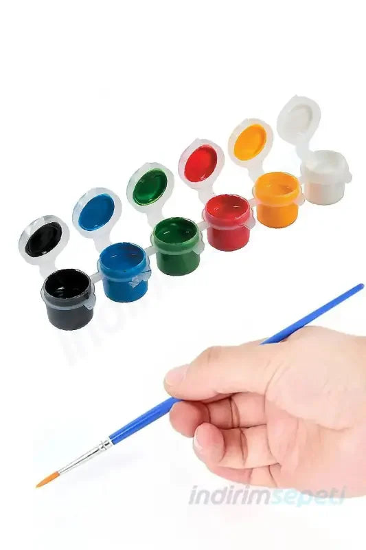 Akrilik Boya 6 Farklı Sulu Boya Fırça (5'er ml Haznede) 1 Adet - Indirimsepeti