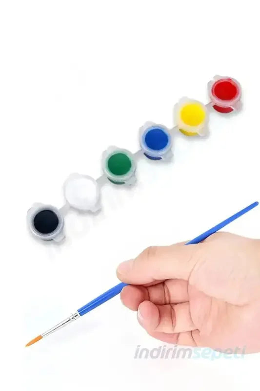 Akrilik Boya Sulu Boya Fırça ve 3'er ml Boya Tüp - Indirimsepeti