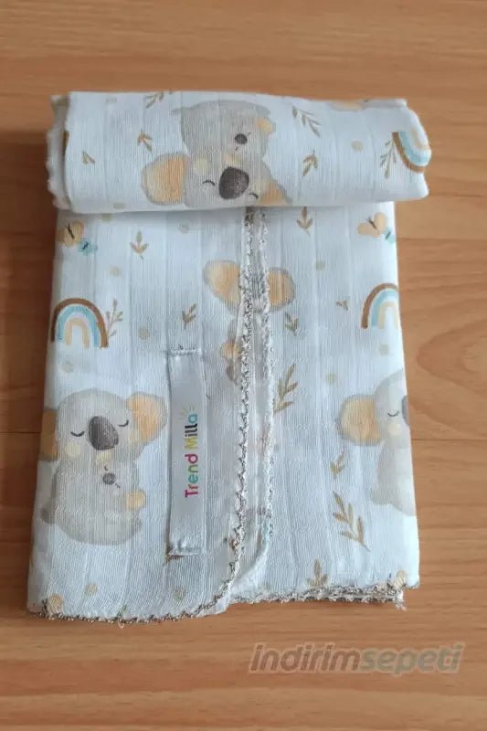 Çok Amaçlı Müslin Örtü Ayıcıklı 80x90 Cm Bebek Yeni Doğan Müslin Battaniye Müslin Bez - indirimsepeti