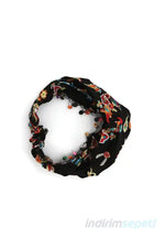 Boncuklu % 100 Pamuklu Kumaş Lastikli Bandana Saç Aksesuar Siyah - Indirimsepeti