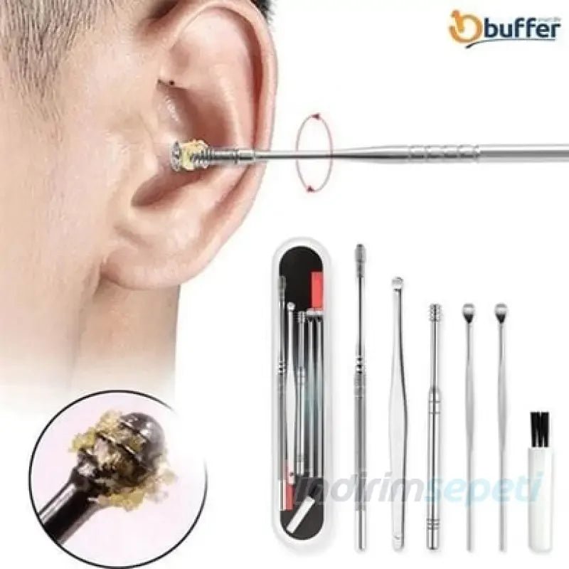 Buffer 6 Parça Paslanmaz Çelik Kulak Balmumu Toplayıcı Çıkarıcı Temizleyici Bakımı Çubuk Seti - indirimsepeti