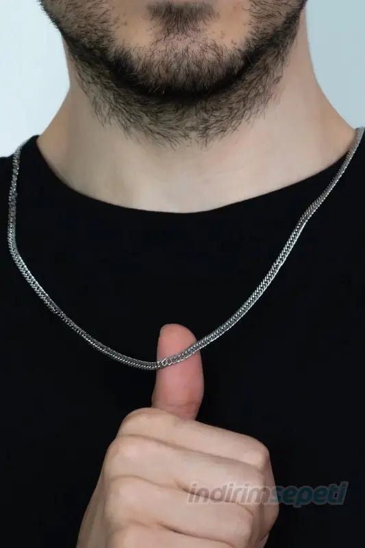 Çelik Zincir Kolye Sık Örüm 45 cm Kararma Yapmaz - indirimsepeti