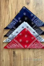 4 Adet Etnik Desenli Bandana Seti Siyah Kırmızı Lacivert Beyaz % 100 Pamuklu - indirimsepeti